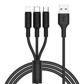 HOCO X25 1m 3 v 1, USB Nabíjací Kábel pre iPhone Telefóny Android Smart Telefónu Lightning Micro Typ-C Nabíjací Kábel