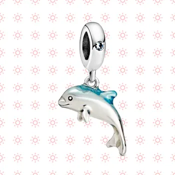 HORÚCA novinka Leta 925 Sterling Silver Trblietavé Dolphin Visieť Charms fit Pôvodné Pandora Náramky BeadsDIY Ženy Šperky