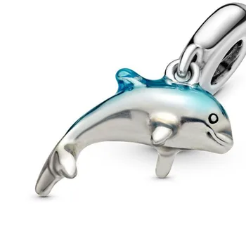 HORÚCA novinka Leta 925 Sterling Silver Trblietavé Dolphin Visieť Charms fit Pôvodné Pandora Náramky BeadsDIY Ženy Šperky