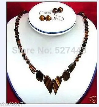 HOT PREDAJ - Veľkoobchod Krásne šperky tigrie oko náhrdelníky náušnice nastaviť (A0425) -Top kvalita doprava zadarmo