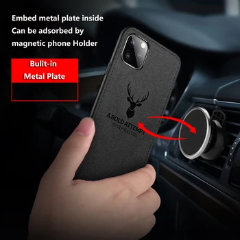 Handričkou Textúra Jeleň 3D Soft Magnetické Auto Prípade Huawei Y6 2019 Magnet Doska Prípade Na Huawei Y6 2019 Kryt Y6 Pro Funda Coque
