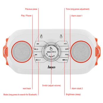 Haoyes Q60 Prenosné 3 Rohy Dvojité Membrána Bezdrôtové Bluetooth Reproduktor s Mega Bass/Zrkadlo Budík pre Domáce Kino