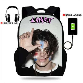 Hip-Hop Yungblud Tlače cez USB Batoh Módne Chlapec Dievča Školy Taška mužov Notebook Batoh žena taška Vybrať, Výťah Cestovná taška