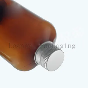 Hnedá Plastová Fľaša na Mlieko S Striebro Hliníkový Skrutkovací uzáver,125 ML Naplniteľné Šampón,Sprchový Gél Kontajner Prázdny Obal na Fľašu