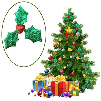 Holly Bobúľ A Listov Appliques Umelé Listy Strom Dekorácie A Bobule Veselé Vianoce Holly Ornament Listy Diy L4I4