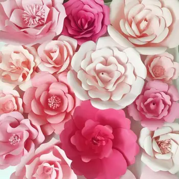 Horúce 17 Farieb 30 cm Papierové kvety Umelé Kvetiny Pozadie Stenu Obrie Ruže, Kvety DIY Svadobné Party Dekor Umelé Kvety