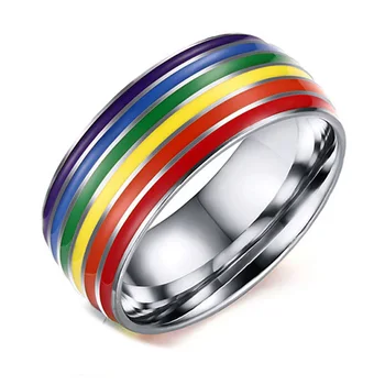 Horúce 1PC Módne Rainbow Lesbičiek Gay Pride Krúžok z Nehrdzavejúcej Ocele Ženy Muži Sľub Šperky