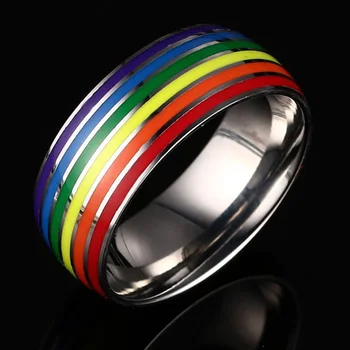 Horúce 1PC Módne Rainbow Lesbičiek Gay Pride Krúžok z Nehrdzavejúcej Ocele Ženy Muži Sľub Šperky