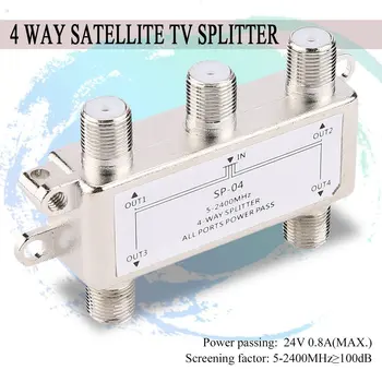 Hot Predaj 4 Spôsob 4 Kanál Satelit/antény/káblovej TELEVÍZIE Splitter Distribútor 5-2400mhz F Typ Veľkoobchod v Zásob Drop Shipping