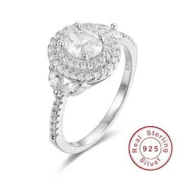 Hot Predaj Reálne 925 Sterling Silver Krúžky Prst Luxusný Vankúš rez SONA diamantový Prsteň Pre Ženy Zapojenie Šperky Anel