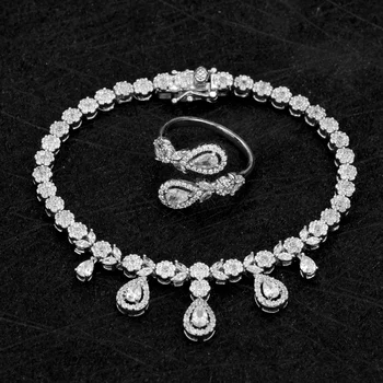 Hot Predaj Ženy Módne Šperky Nastaviť Pre Svadobné Zapojenie Cubic Zirconia Vysoko Kvalitné Darčekové Krásne Svadobné Krúžok Šperky