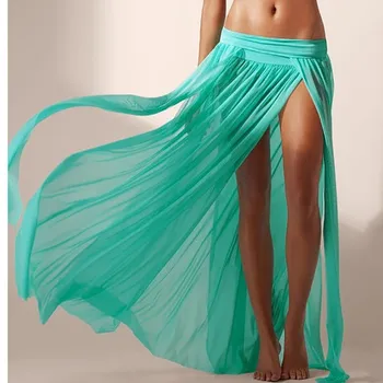 Hot Sexy plavky zakryť Letné štýl plaviek dlhé sukne pevný elastický pás Vysoký pás plážové oblečenie plavky kryt ups