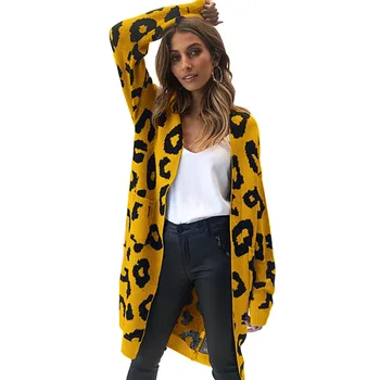 IMucci Nový Pletený Sveter Ženy Leopardí Vzor Dlhé Štýl Cardigan Žena 2020 Klesnúť na Ulici Voľné Pletenie Coats Žena Oblečenie