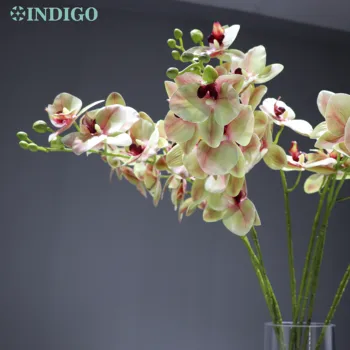 INDIGO- (9 Ks/Lot) Zelená Orchidey Prírody, Kvet Skutočný Dotyk Umelý Kvet kancelársky Stôl Dekorácie Kvetinárstvo Interiérom