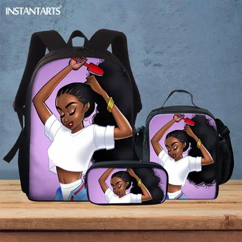 INSTANTARTS Školské Tašky pre Deti Africké Čierne Ženy Art Design Teenager Ramenný Batoh Veľký Schoolbags Afro Batoh