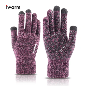 Iwarm Pletené rukavice Žien a Mužov Dotykový Displej Rukavice Zimné Jeseň teplé akryl prstové