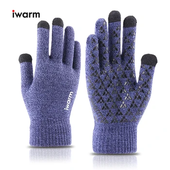 Iwarm Pletené rukavice Žien a Mužov Dotykový Displej Rukavice Zimné Jeseň teplé akryl prstové