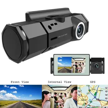 J1 2.7 palcový Displej HD 1080P Auta DVR Nočné Videnie Dashcam Auto Fotoaparát Záznamník Zrkadlo Fotoaparátu Para Auto Duálny Objektív GPS Sledovanie