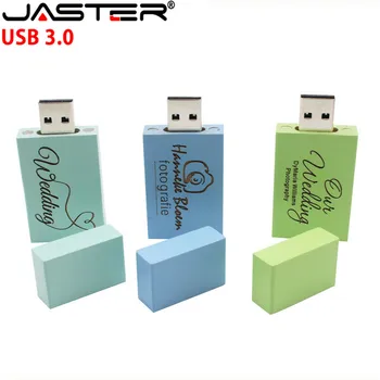 JASTER USB 3.0 LOGO prispôsobené drevené farebné stavebné bloky, kreatívny darček U diskov kl ' úč 4G 8GB, 16GB 32GB 64GB vlastné logo