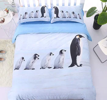 JF-028 Krásne penguin posteľná bielizeň sady Darček pre deti jednolôžko twin plnej veľkosti 3D obliečky kráľovná super king listy bielizeň