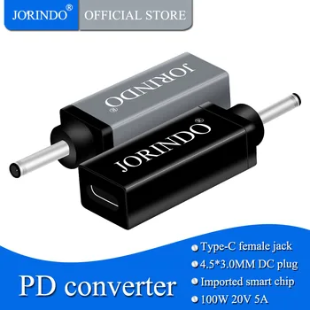 JORINDO Typ-C zásuvkový konektor na DC4.5*3.0 MM samec konektor Notebook PC PD umelé návnady 100W prevodník,Vhodný pre Dell notebook port