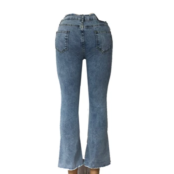 JUJULAND žena svetlice jeans modrá Ručné diamond strapec vysokej kvality chudá štyri tlačidlo džínsy 6621