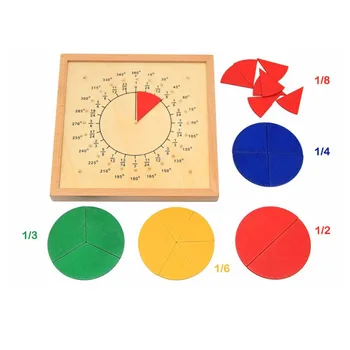 JaheerToy Montessori Vzdelávacích Hračiek Hračky pre Deti Matematiky učebná pomôcka Frakčnou Doska Obvod Pomer Dreva