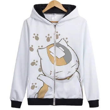Japonské anime Natsume yuujinchou monster kontakt knihy kreslených Mačka oblečenie učiteľ Zip Hoodie jeseň nosiť sveter kabát