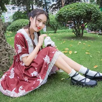 Japonský Lolita Šaty Žien Kawaii 2020 Lete Mäkké Sestra Vietor Sladké Lístkového Rukáv Lolita Šaty Goth Šaty Víla Zdobiť Roztomilý