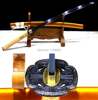 Japonský Samuraj Meč Katana Full Tang/Veľmi Ostré T10 Ocele Hliny Tvrdeného Modrá Čepeľ Domáce Dekorácie Darček Nôž Reálne Meče