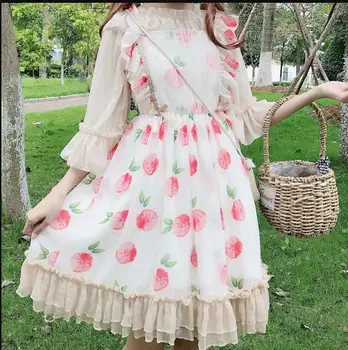 Japonský kawaii dievča sladké lolita sady vintage palác lolita top+roztomilý tlač čipky viktoriánskej šaty gothic lolita súbor loli cos
