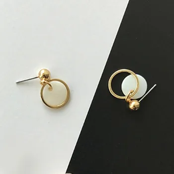 Jednoduché Európskej nové módne geometrické kruhové náušnice škrupiny zlatý kruh zmes náušnice žena, šperky, doplnky