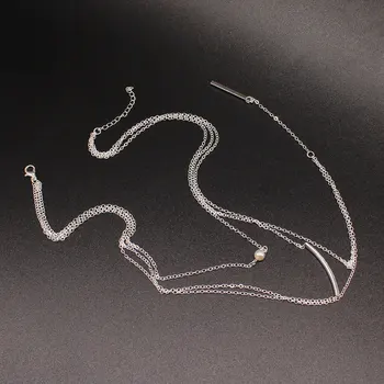 Jednoduchý Dlhý Reťazec Perlový Náhrdelník Jednoduché Kovové viacvrstvové Clavicle Prívesok Náhrdelníky pre Ženy Móda Krku Šperky XL651