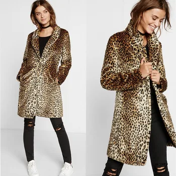 Jesenné a zimné umelú kožušinu kabát Leopard tlač dlho umelú kožušinu trávy ženy kabát plus veľkosť 5xl