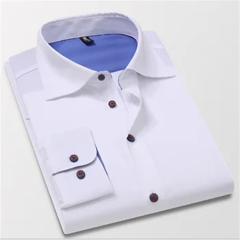 Jeseň Mužov Mládež Business Bežné Biele Tričko s Dlhým Rukávom Blusas Blúzka Camisa Masculina Koszula kórejské Oblečenie Slim Fit Bluzki