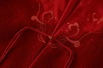 Jeseň Tweed Kabát Čínsky Štýl tvaru Strednodobom A dlhodobom Oddiel Jediného Tlačidla Retro Výšivky, Kvetinové Spájať Žien Kabát M-XL