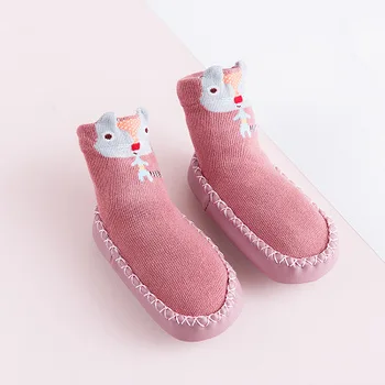 Jeseň Zima, Baby, Dievčatá, Chlapcov Krátke Ponožky Non-slip Dieťa Baby Ponožky Topánky Karikatúra Tlače Roztomilé Dieťa Novorodenec Prvé Chodci Ponožky