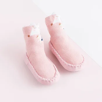 Jeseň Zima, Baby, Dievčatá, Chlapcov Krátke Ponožky Non-slip Dieťa Baby Ponožky Topánky Karikatúra Tlače Roztomilé Dieťa Novorodenec Prvé Chodci Ponožky