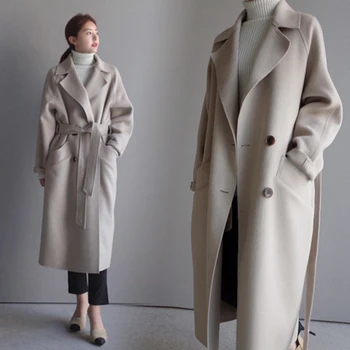 Jeseň Zimná Bunda Ženy kórejský Vlnené Kabát Žena Vintage Dlhá Srsť Nadrozmerné Coats Oblečenie pre Ženy 2020 Abrigo Mujer MY2284