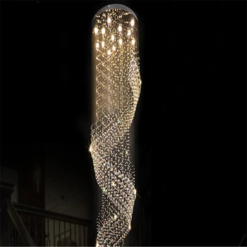K9 Crystal Schodisko LED Lustre Moderné Umelecké Tvorivé Módne Špirála Pozastavenie Osvetlenie Reštaurácia Hotel Villa Visí Lampa