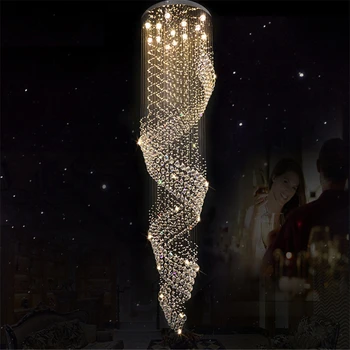K9 Crystal Schodisko LED Lustre Moderné Umelecké Tvorivé Módne Špirála Pozastavenie Osvetlenie Reštaurácia Hotel Villa Visí Lampa