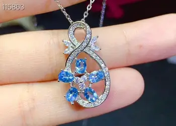 KJJEAXCMY jemné šperky 925 čistého striebra vykladané prírodné blue topaz dievča, nové Prívesok luxusný Náhrdelník podporu test hot predaj