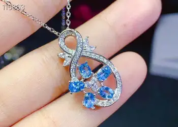KJJEAXCMY jemné šperky 925 čistého striebra vykladané prírodné blue topaz dievča, nové Prívesok luxusný Náhrdelník podporu test hot predaj
