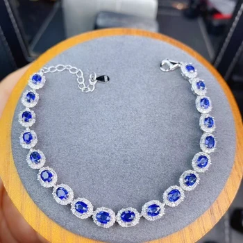 KJJEAXCMY jemné šperky S925 mincový striebro vykladané prírodné sapphire Dievča, nové trendy ruke Náramok Podporu test Čínsky štýl