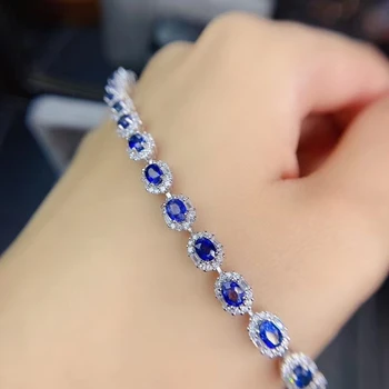 KJJEAXCMY jemné šperky S925 mincový striebro vykladané prírodné sapphire Dievča, nové trendy ruke Náramok Podporu test Čínsky štýl