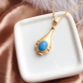 KJJEAXCMY jemné šperky prírodné modrá Tyrkysová 925 sterling silver ženy drahokam prívesok náhrdelník reťazca podporu test krásne