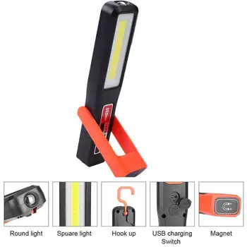 KLAS Pracovných Kontrolné Svetlo LED Baterkou USB Nabíjanie Otočný Svietidla Magnetické Údržba Auta Baterka Opravy Pre Kempovanie H J4W1