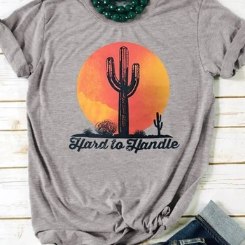 Kaktus Červené Slnko Ťažké Zvládnuť Print T Shirt Ženy Roztomilý Grafiky Tees O-Krku Krátky Rukáv Príležitostné Letné T-shirt Harajuku Tričká