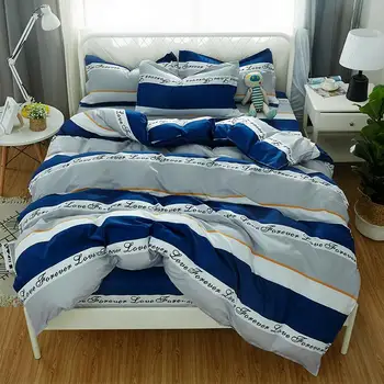 Klasické posteľná bielizeň nastaviť veľkosť 5 sivá modrá kvetina posteľná bielizeň 4pcs/set perinu nastaviť Pastoračnej posteľ list AB strane perinu 2019 posteľ