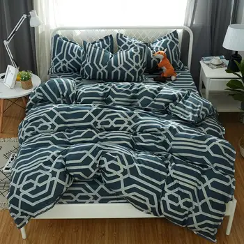 Klasické posteľná bielizeň nastaviť veľkosť 5 sivá modrá kvetina posteľná bielizeň 4pcs/set perinu nastaviť Pastoračnej posteľ list AB strane perinu 2019 posteľ